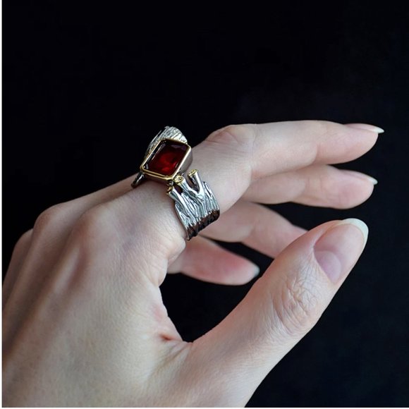 Gold Plated Red Personality Ring - Picture 6 of 17